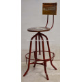 Vintage Industrial Bar Stool Recycled Wooden Red Disstressed color